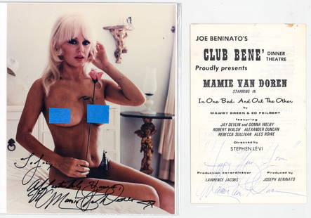 Mamie Van Doren 8x10 Photo & Program Signed COA: Mamie Van Doren (American Actress, b. 1931) signed and inscribed 8x10 color photo and Beninato's Program inscribed and signed. Beckett Authentication Services COA #BR399785 and BR39979. For shipping