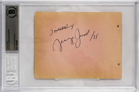 George Jessel (d. 1981) & Helen Hayes (d. 1993): George Jessel (d. 1981) & Helen Hayes (d. 1993) signed, double-sided autograph album page. Helen Hayes MacArthur was an American actress. Often referred to as the "First Lady of American Theatre",