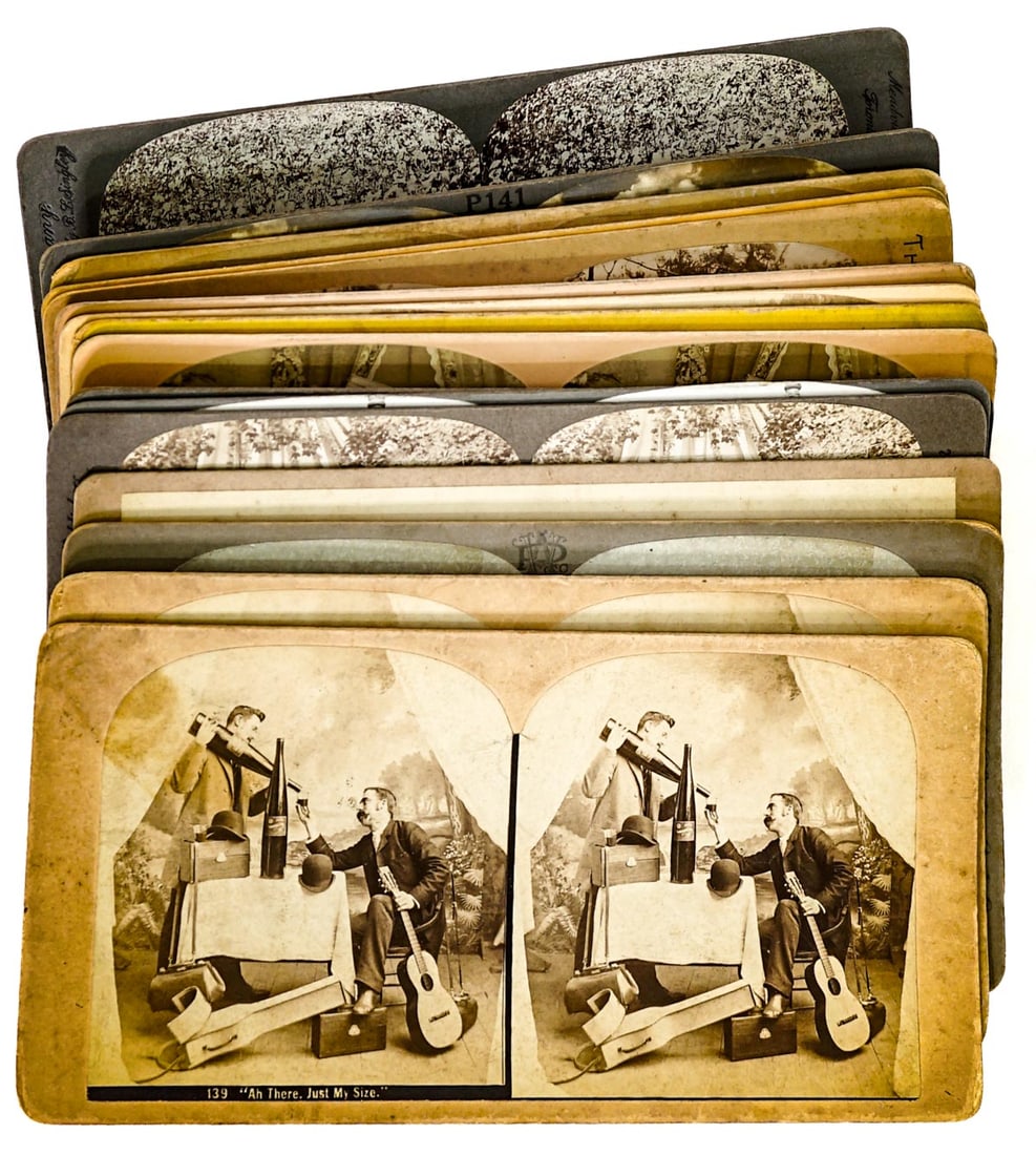 Antique (16) Stereoviews [People, African]: Sixteen (16) stereoviews of people. Africa, America. Lot measures 3.5 in. H x 7 in. W x 1.5 in D. The absence of a condition report does not imply that the lot is in perfect condition or completely fr