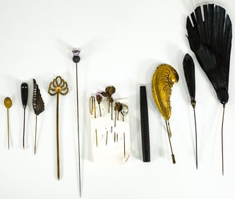 Antique (15) Stick Pins, Hat Pins