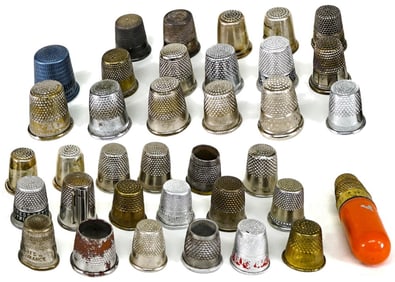 Vintage Sewing (36) Thimbles [7 are Silver]