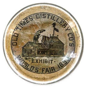 Old Times Distillery Paperweight Worlds Fair 1893