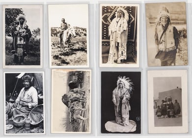 Antique (8) Native American Real Photo Postcards