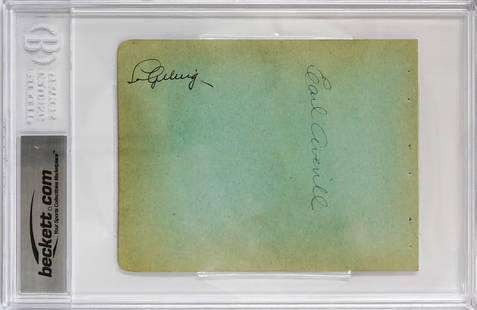 Lou Gehrig & 4 others Autographed Album Page: Lou Gehrig and four others autographed album page. Gehrig autograph appears to be NM-MT/MT. Includes Lou Gehrig, Earl Averill, Dusty Cooke, Bernie Friberg and Johnny Gooch. Authenticated. Autograph