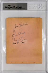 1933 New York Yankees Album Page-Tony Lazzeri: 1933 New York Yankees Autographed Album Page (Tony Lazzeri). Signed on both sides with 8 signatures total. Authenticated and encapsulated by Beckett Authentication Services #00017907811. Includes