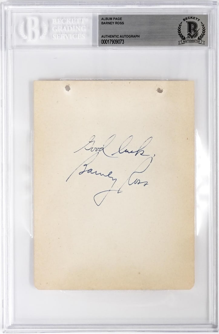 Barney Ross (Boxer, d. 1967) Autographed Page (1 of 2)