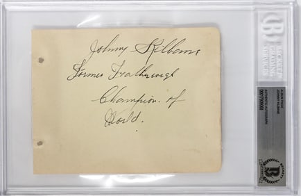 Johnny Kilbane (Boxer, d. 1957) Album Page Signed
