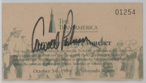 Arnold Palmer Signed Gold Pass BAS LOA