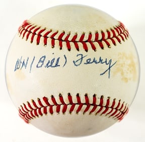 Bill Terry Single Signed Baseball BAS COA