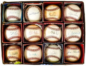 (12) Single Signed Baseballs All Former MLB