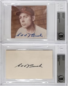 Edd Roush Signed Photograph and Index Card