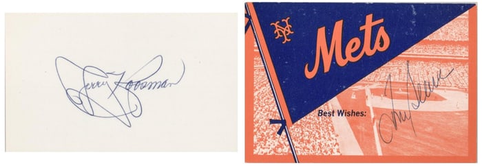 Tom Seaver / Jerry Koosman SIGNED Cards COA