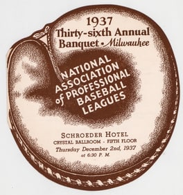 1937 Baseball Dinner Program NAPBL Milwaukee