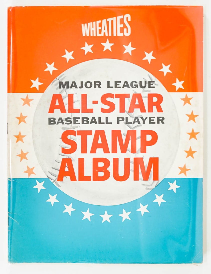 1964 Wheaties Major League Baseball Stamp Album: 1964 Wheaties Major League Baseball MLB All-Star Player Stamp Album. Complete, neatly and squarely affixed are Carl Yastrzemski, Hank Aaron, Roberto Clemente, Brooks Robinson and more. . For shipping 