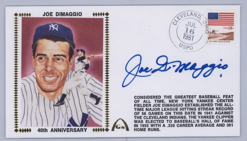 Joe DiMaggio Autographed Gateway Cachet BAS LOA