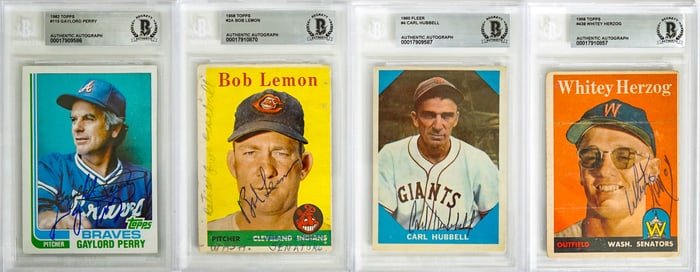 Baseball HOF Autographed Cards (4)