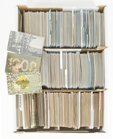 3 Boxes Antique Postcards (2) Foreign (1) Holidays