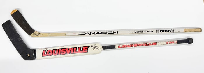 Two Signed Game-Used Hockey Sticks