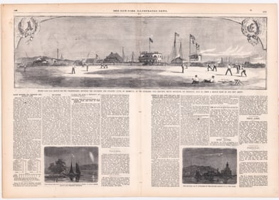 Scarce 1860 Baseball Woodcut, Article, Box Score