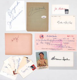 Vintage Baseball Autographed Cuts, Checks etc