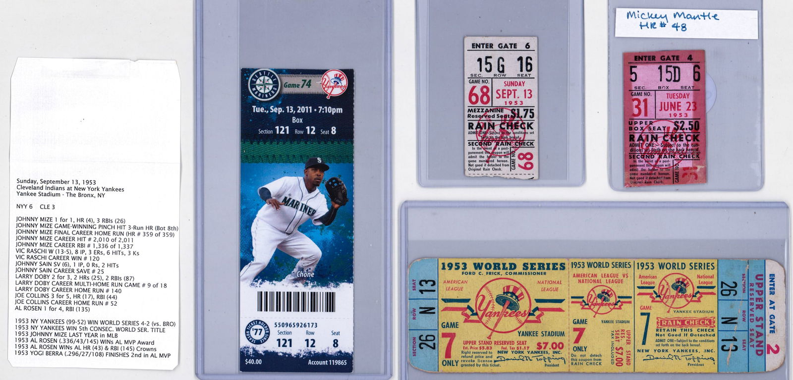 Mickey Mantle, New York Yankees Tickets (1 of 2)