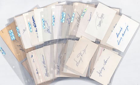 1953 Washington Senators SIGNED Index Cards MLB