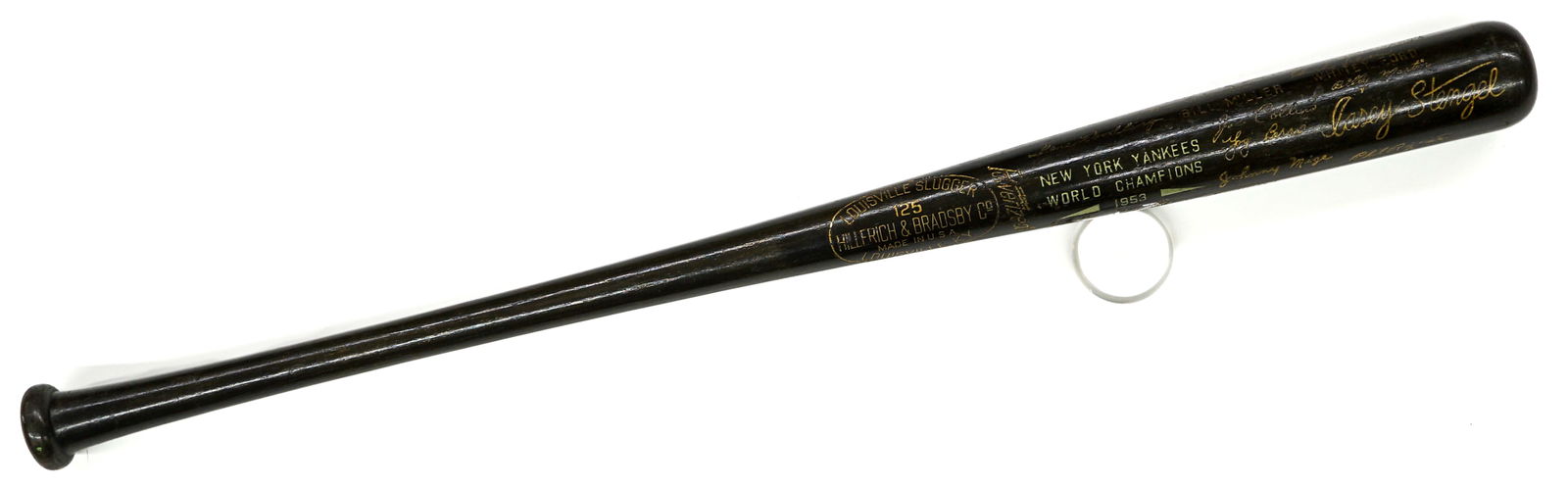 1953 New York Yankees World Series Black Bat: 1953 New York Yankees World Series Black Bat. Measures 35 inches length. For shipping purposes only; lot measures 36 x 3 x 3 inches. The absence of a condition report does not imply that the lot is in