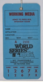 Original 1986 World Series Press Pass