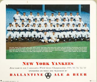 1954 New York Yankees Ballantine Beer Sign