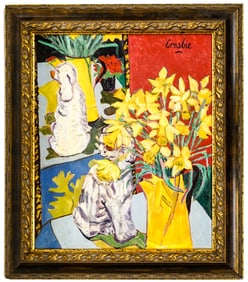 William Crosbie Oil on Canvas [Still Life Flowers]