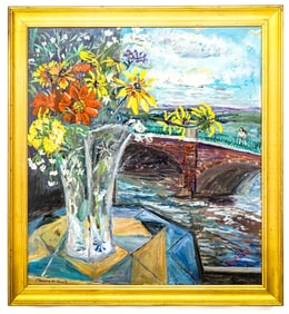 Signed Burliuk Oil on Masonite [Floral]