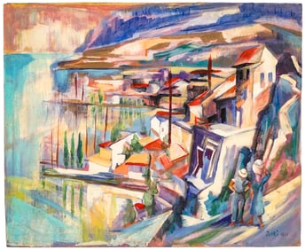 Karoly Patko Oil on Board 1930 [Village]