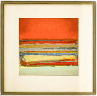 Michael Dailey Mixed Media [Splendid August Sea]: Michael Dailey (Seattle, Washington, 1938-2009) mixed media original works. Signed lower right and titled 'Splendid August Sea' on verso. Site size measures 11.25 in. x 11.75 in. Frame measures