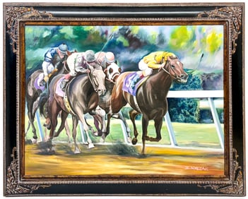 Zbigniew Nyczak Large Original Oil (Horse Racing)