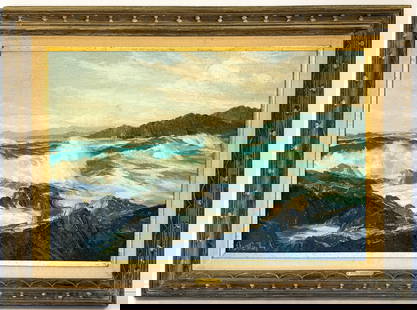 Bennett Bradbury Large Oil on Canvas: Bennett Bradbury Large Oil on Canvas [North of Acupulco]. Measures 24 x 36 inches image size and 34 x 45 x 3 inches framed. Weighs approximately 15 pounds. Excellent condition with no damage, no