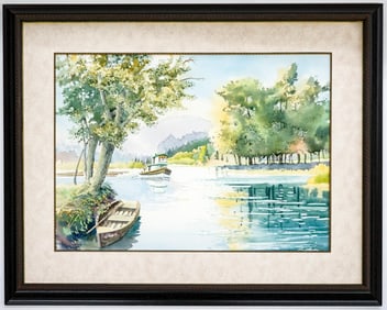 Alfred Charles Dunn Original Watercolor [Lake]