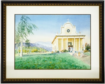 Alfred Charles Dunn Original Watercolor [Church]