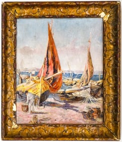 Antique Oil on Canvas AS-IS [Sailboats]