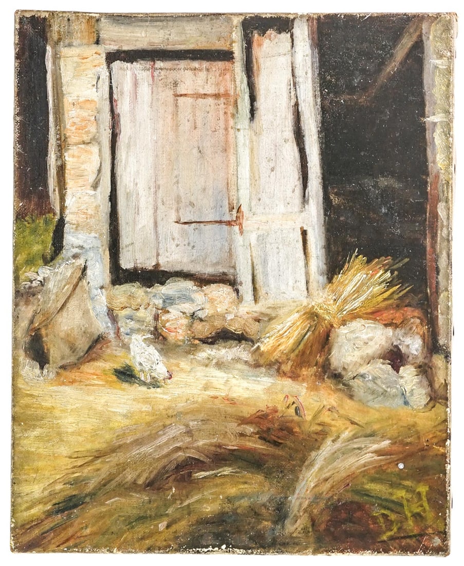 D. Hamilton Painting Oil on Canvas: D. Hamilton (UK) 11 in. x 9 in. oil on canvas stretched on wood frame. Painting measures 11 in. H x 9 in. W x .75 in. D for shipping purposes only. The absence of a condition report does not imply tha