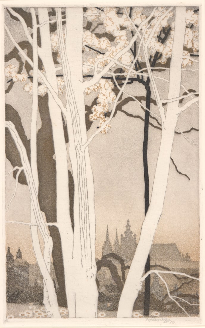 Illegibly Signed Etching [Abstract Trees] (1 of 5)