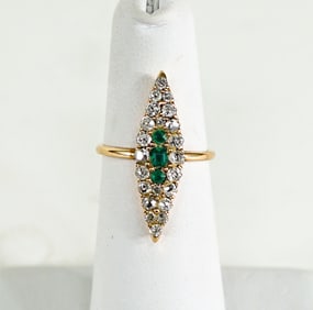 Ladies 14k Gold, Diamond & Emerald Ring