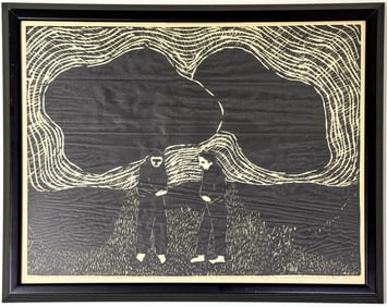 Juana Lecaros Original Woodcut Framed