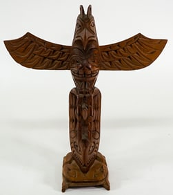Northwest Coast Carved Wood Totem [Thunderbird]