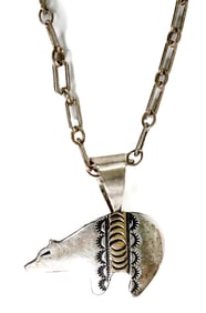 Native American Bear Pendant Sterling Necklace