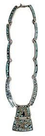 Taxco Mexico .950 Sterling Necklace w/ Turquoise