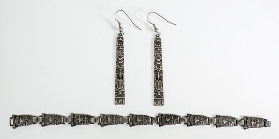 Northwest Coast (3PC) Sterling Bracelet/Earrings