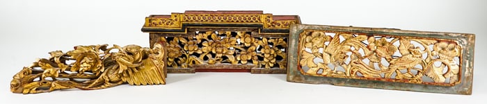 Chinese Carved (3) Wood Items