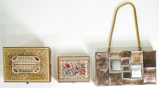 Vintage (3) Compacts, Jewelry Case