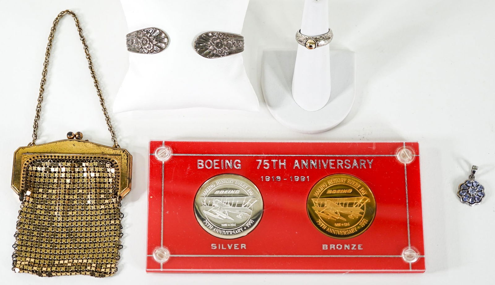Jewelry, Whiting Bag; Boeing Commemorative Coins (1 of 13)