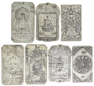 Tibetan / Chinese (6) Silver Metal Amulets